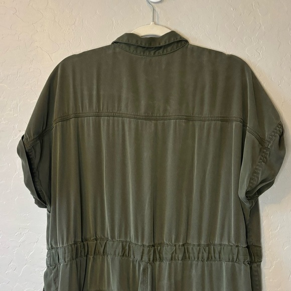 GAP Army Jacket Green Lyocell Button Down Short Sleeve Tie Waist Jumpsuit 16 - Picture 9 of 11